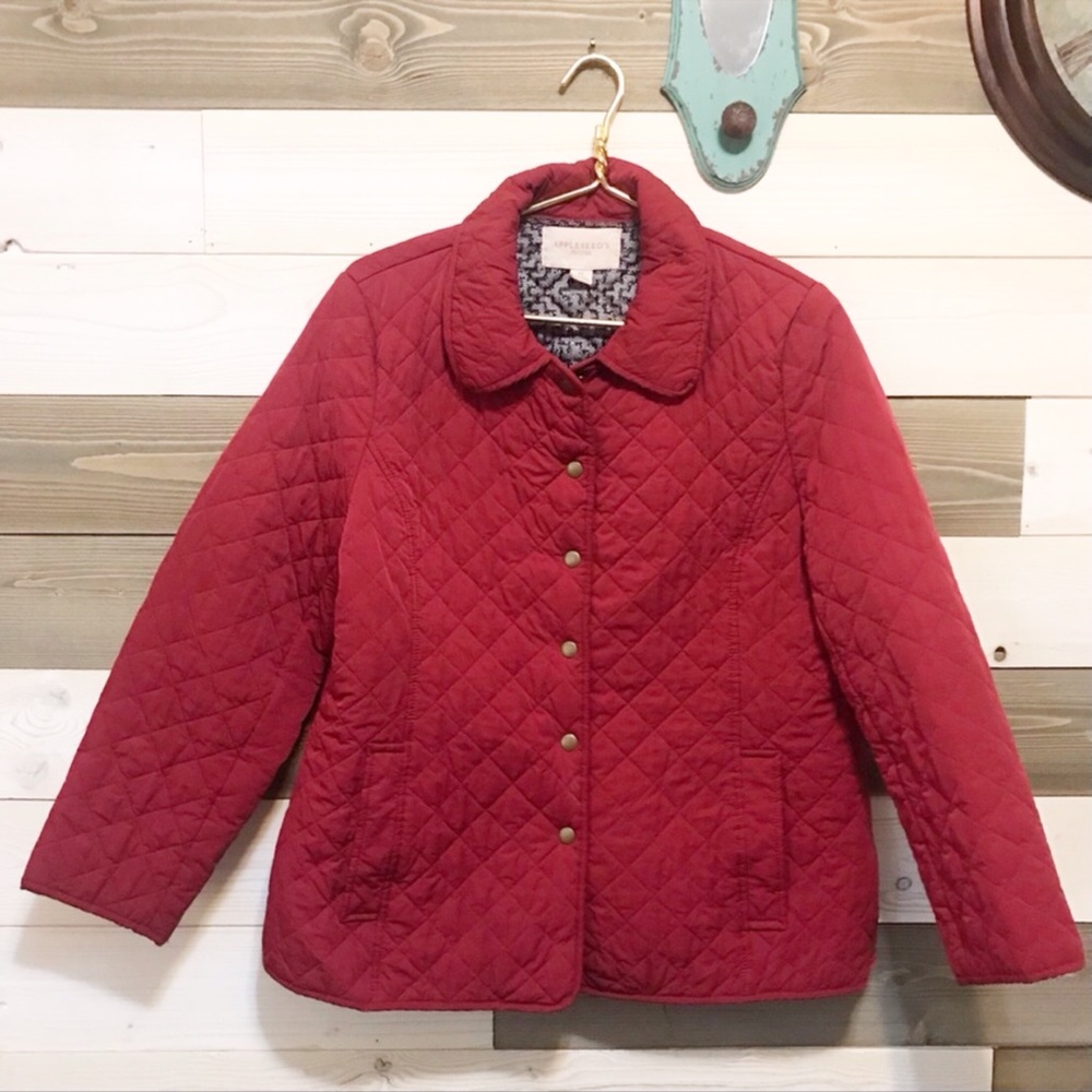 Appleseed’s Petites ⚜️ Red Quilted Jacket